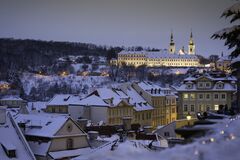 Strahov Abbey in a winter atmosphere from Prague Castle.